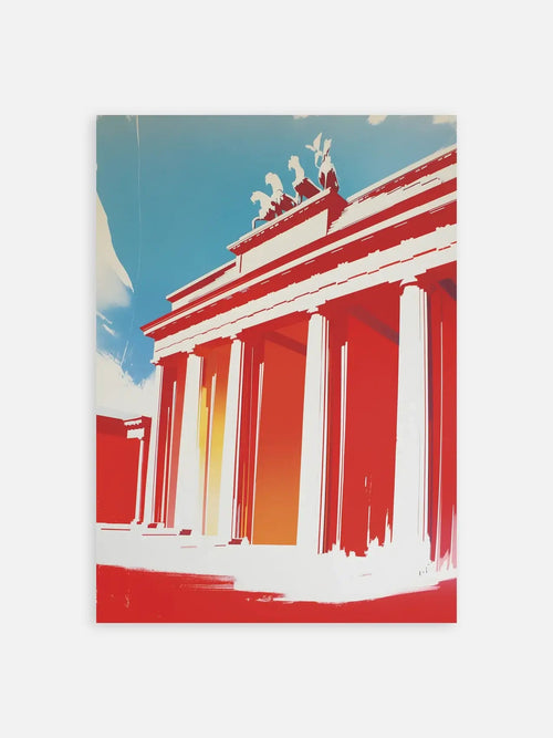 Affiche décorative de Berlin, Porte de Brandebourg sur fond gris