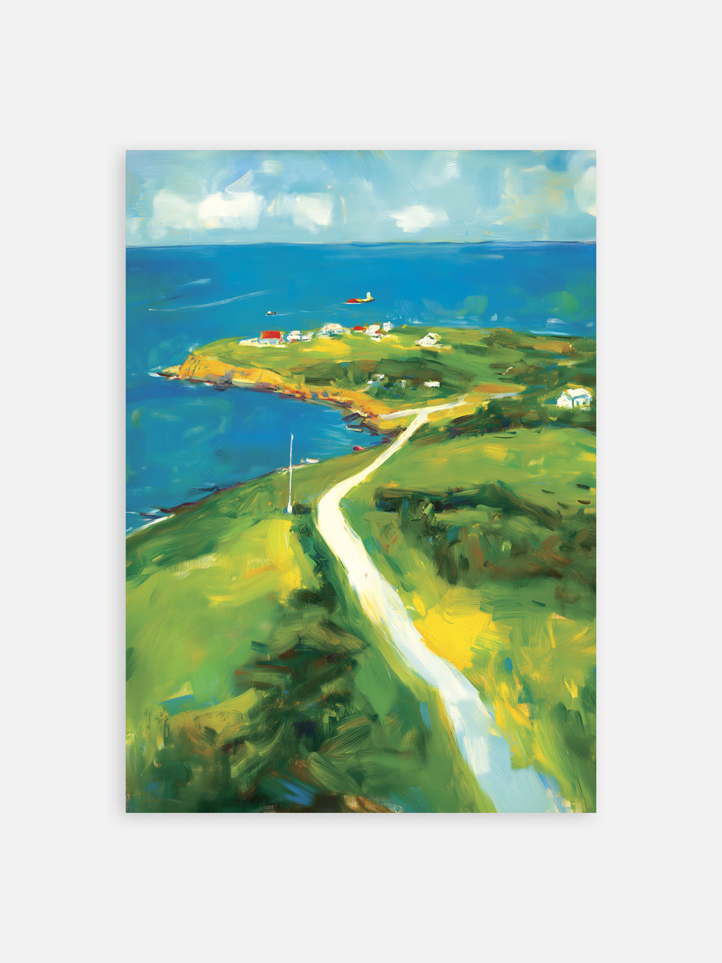 Affiche décorative de l'ile de Block Island (Rhode Island) sur fond gris