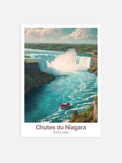 Affiche décorative des Chutes du Niagara sur fond gris