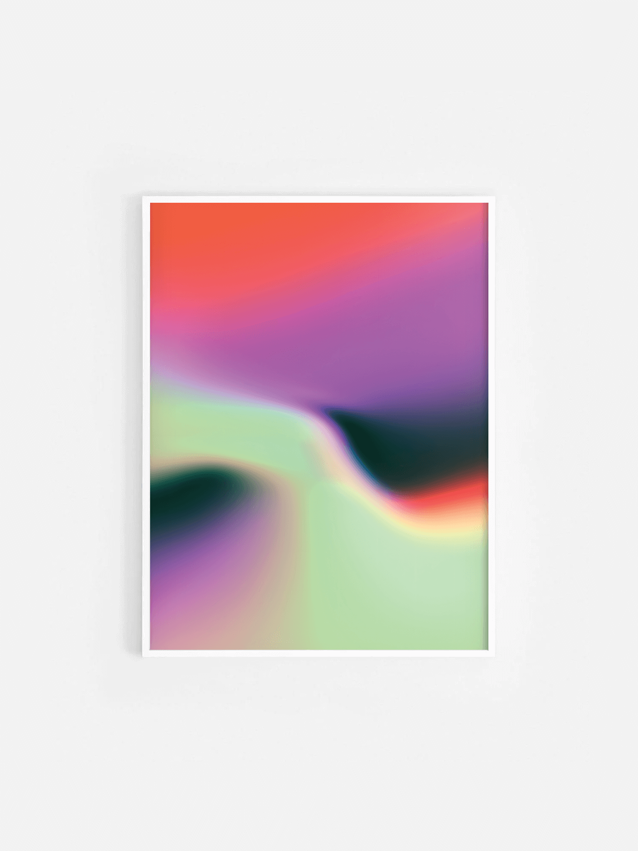 Affiche abstraite avec dégradé de couleurs encadrée dans un cadre blanc 30x40 cm – décoration murale moderne et minimaliste