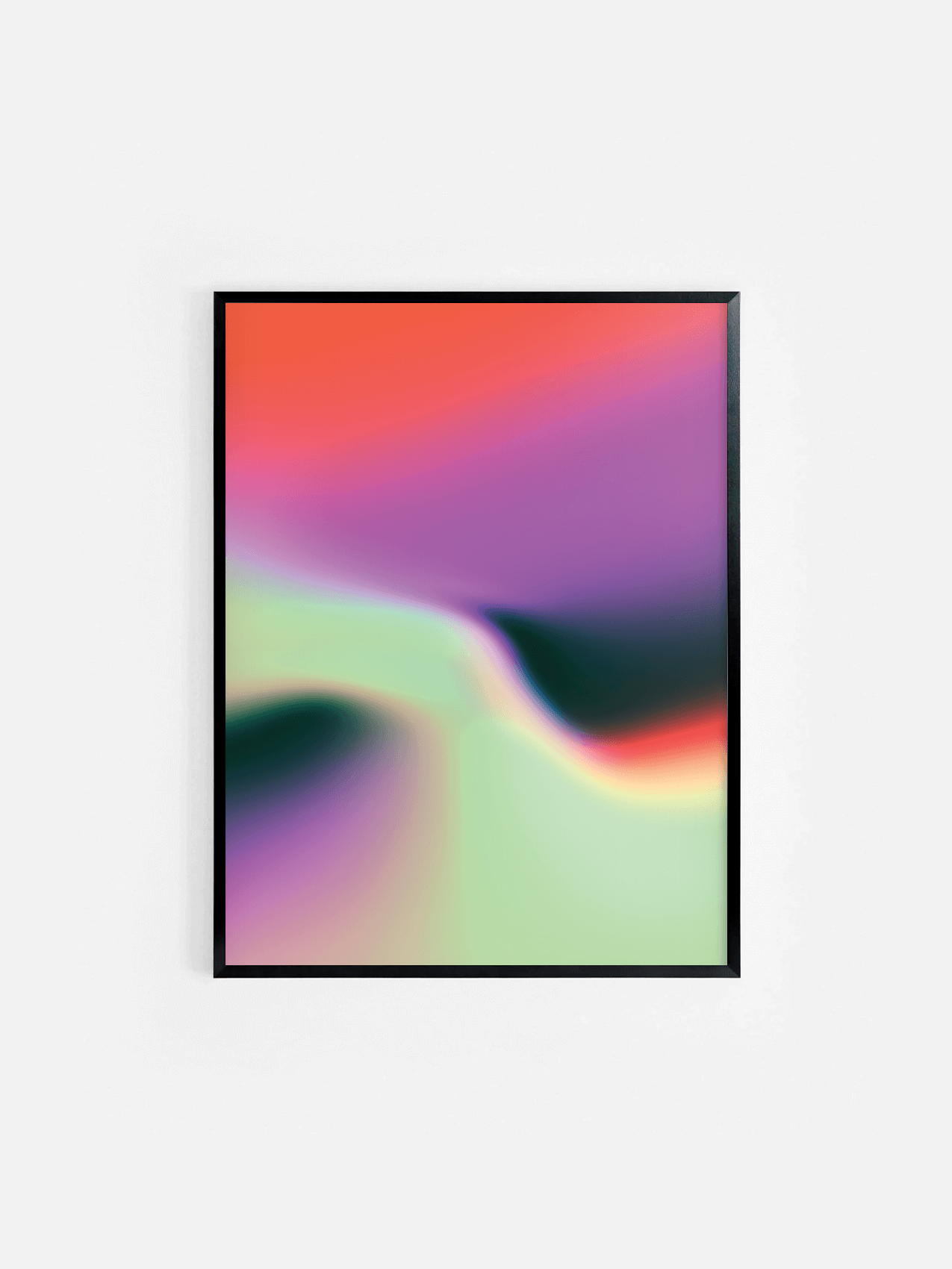 Affiche abstraite avec dégradé de couleurs encadrée dans un cadre noir 30x40 cm – décoration murale moderne et minimaliste