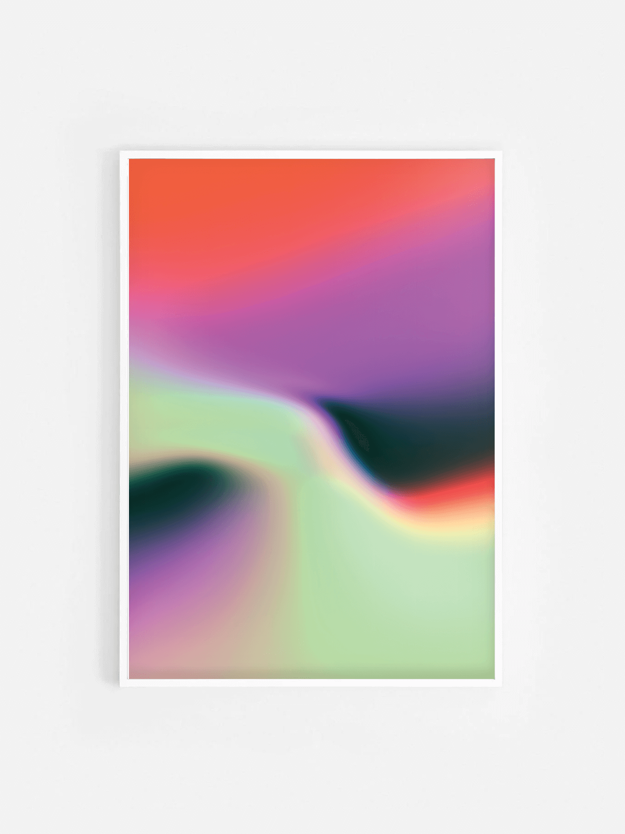 Affiche abstraite avec dégradé de couleurs encadrée dans un cadre blanc 50x70 cm – décoration murale moderne et minimaliste