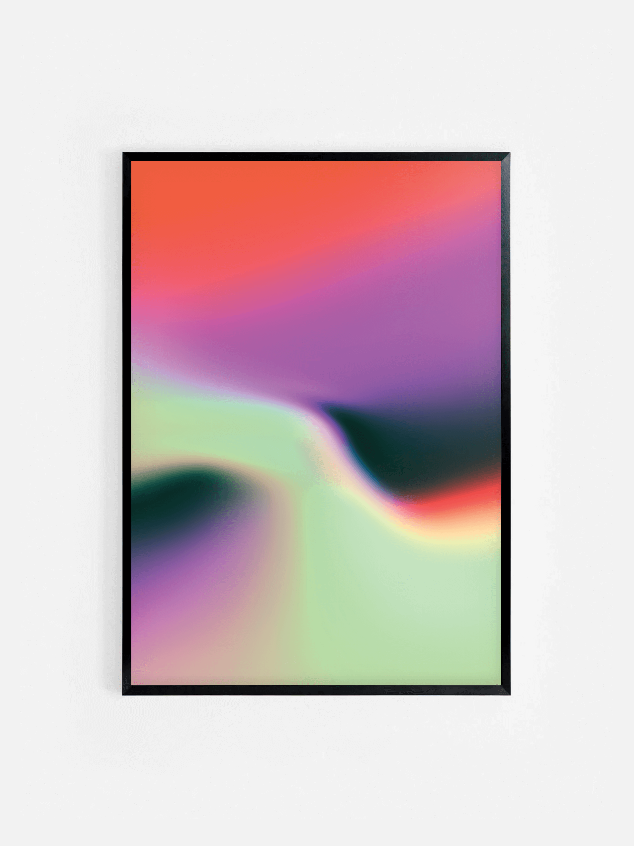 Affiche abstraite avec dégradé de couleurs encadrée dans un cadre noir 50x70 cm – décoration murale moderne et minimaliste