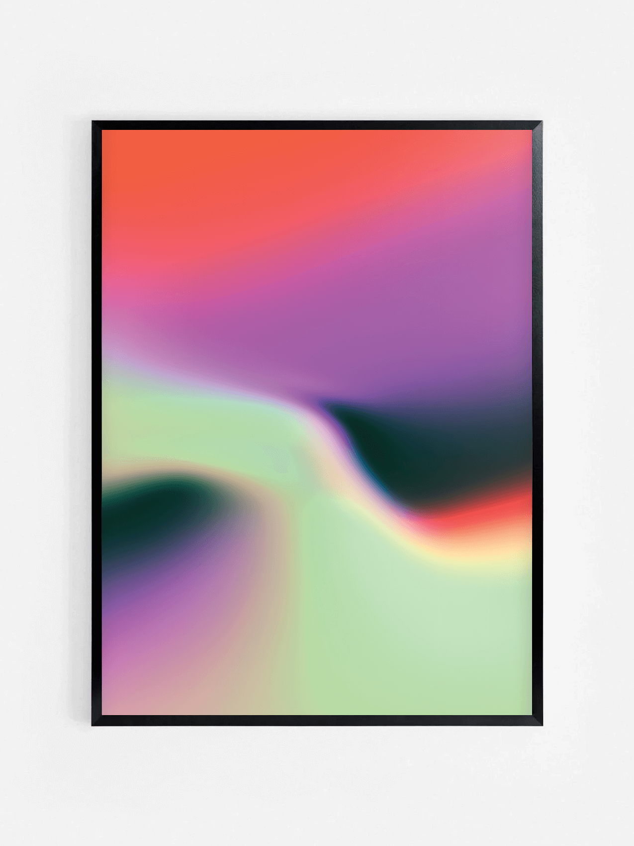 Affiche abstraite avec dégradé de couleurs encadrée dans un cadre noir 70x100 cm – décoration murale moderne et minimaliste