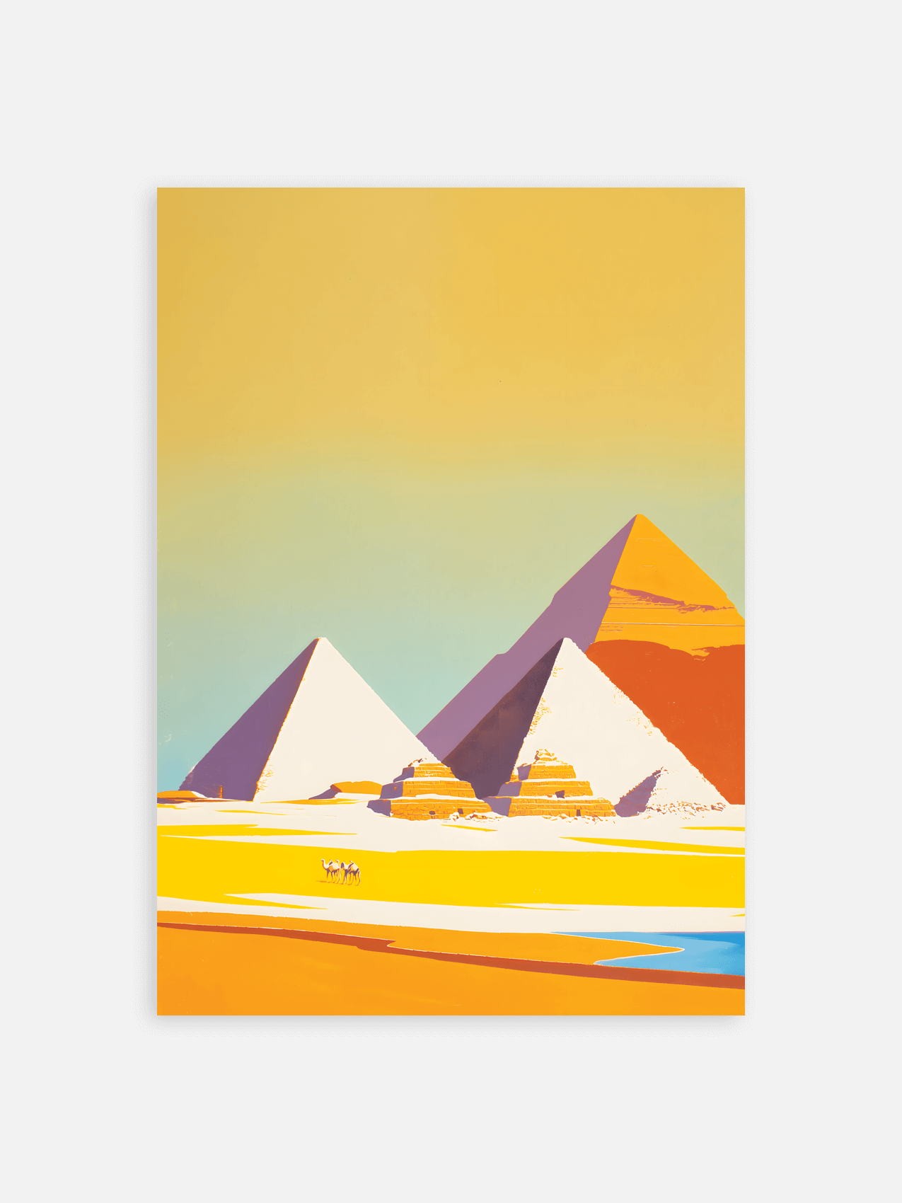 Affiche murale des pyramides d'Égypte – décoration murale minimaliste sur fond gris