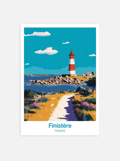 Affiche décorative du département du Finistère, Bretagne sur fond gris