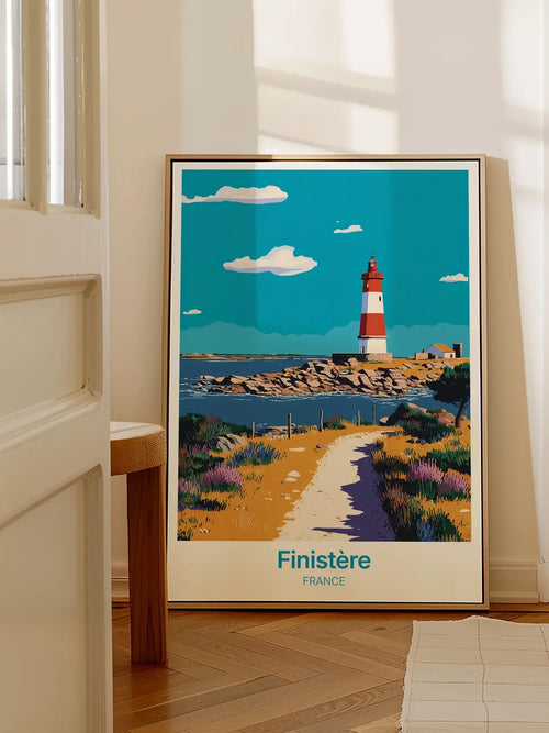 Mockup d’affiche décorative du Finistère, Bretagne, dans un intérieur moderne