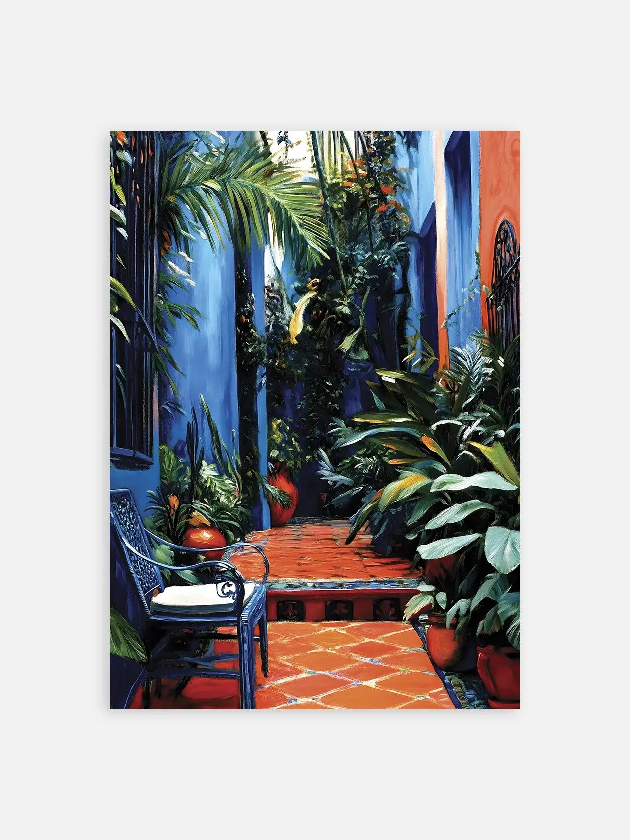 Affiche décorative intérieur lounge botanique – espace de repos sur fond gris
