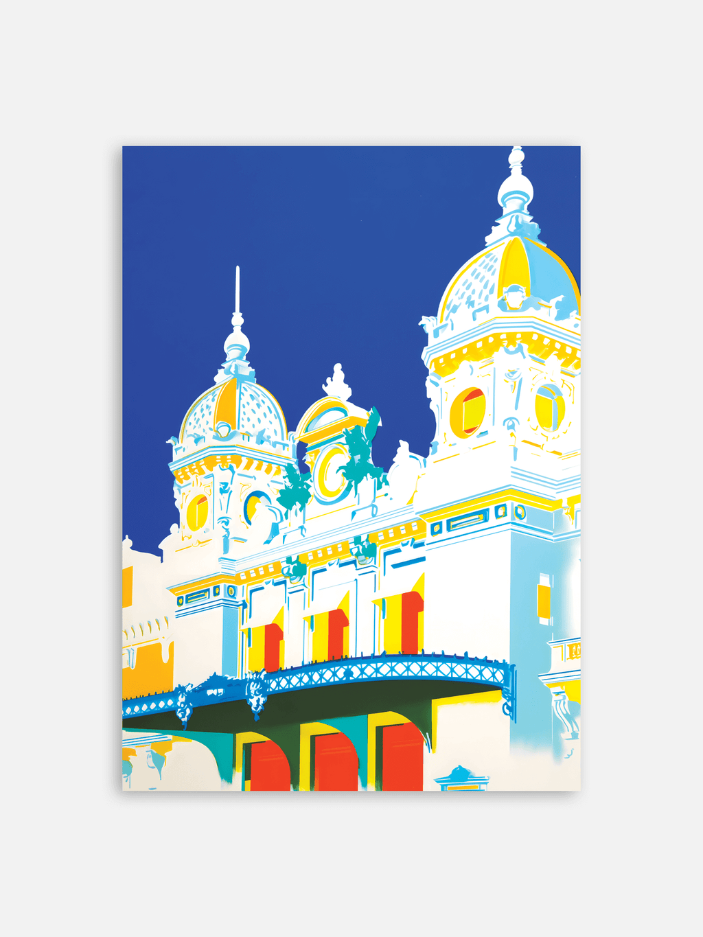 Affiche murale de Monte-Carlo – décoration murale minimaliste sur fond gris