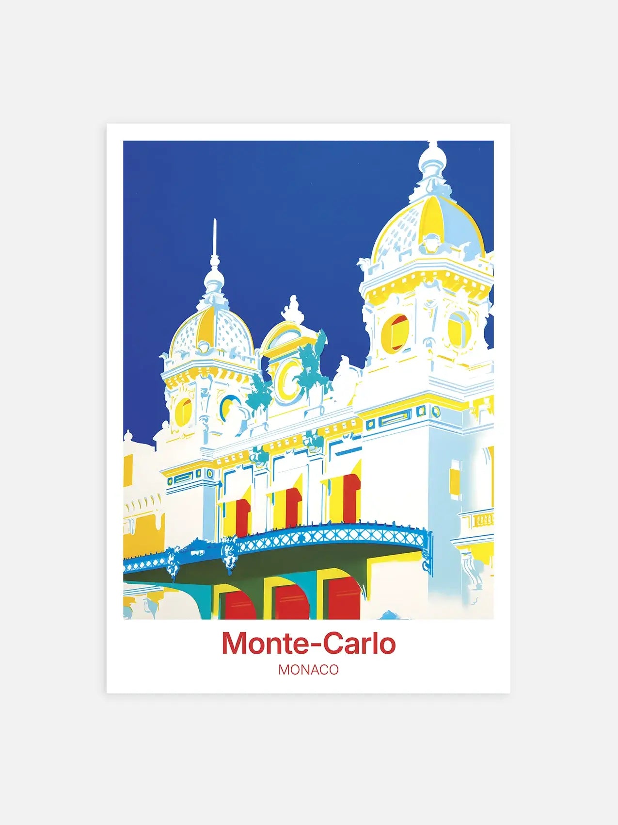 Affiche murale du casino de Monte-Carlo à Monaco – décoration murale minimaliste sur fond gris
