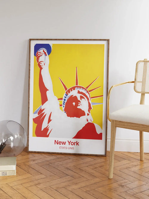 Mockup d’affiche décorative de la ville de New York, USA, dans un intérieur moderne