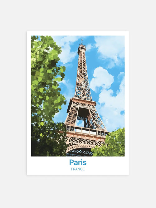 Affiche décorative de Paris avec la Tour Eiffel sur fond gris