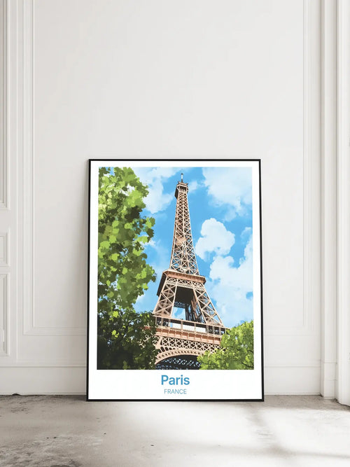 Mockup d’affiche décorative de Paris avec la Tour Eiffel dans un intérieur moderne