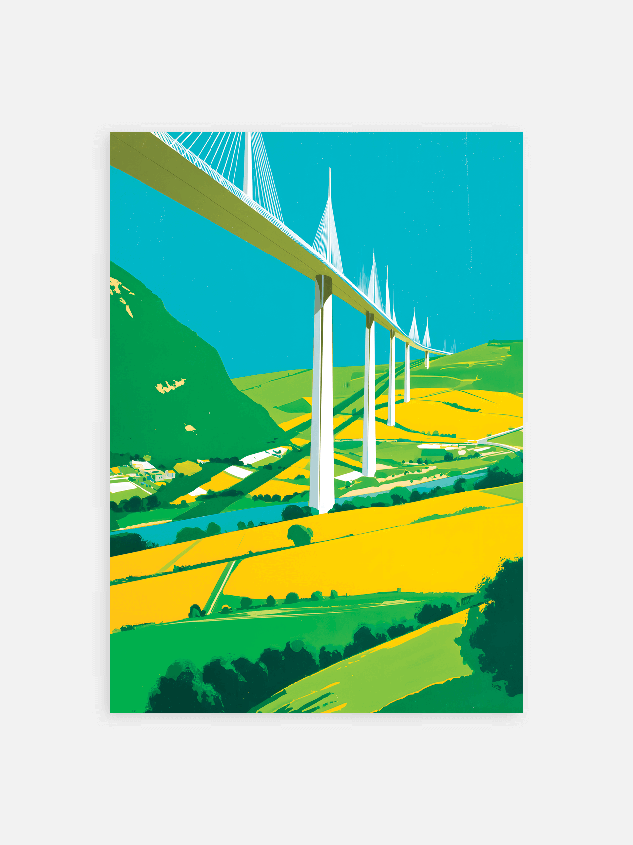 Affiche murale du Viaduc de Millau – décoration murale minimaliste sur fond gris